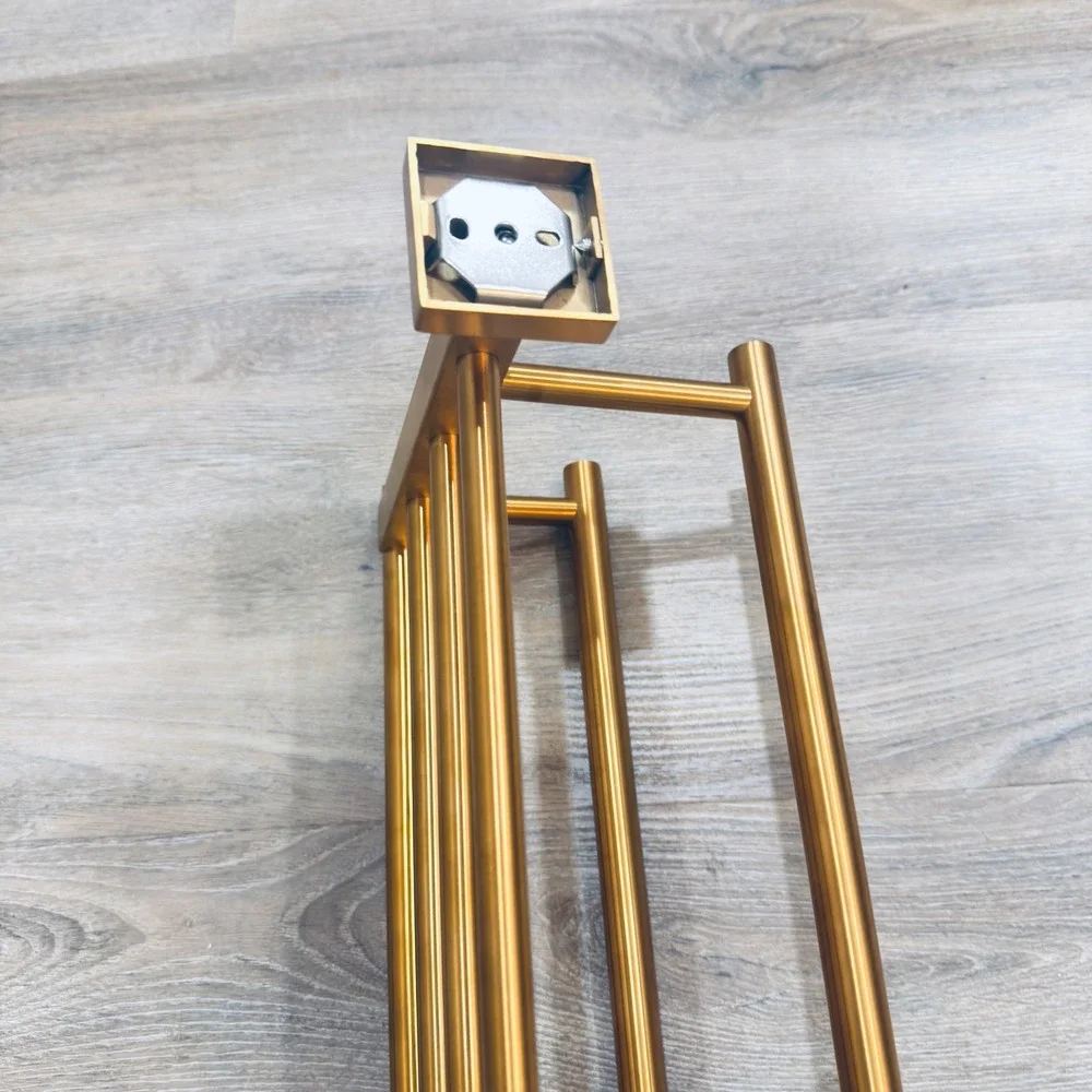 Vintage Brass Towel Rack Shelf Wall Mount Bathroom Hotel Style Organizer READ